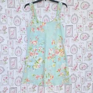 VTG Oscar de la Renta Pink Label Blue Floral Bow Maxi Slip Dress Pastel Feminine